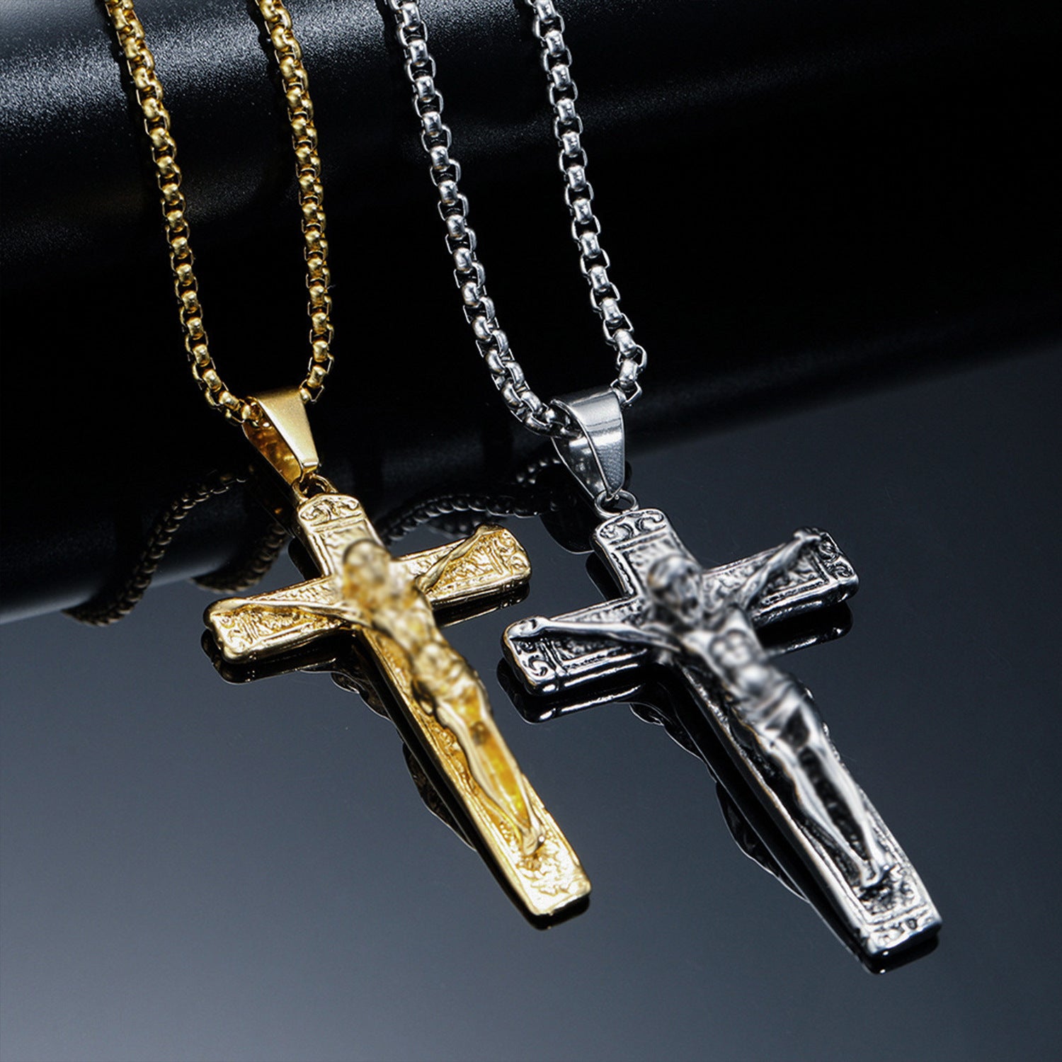 Vintage Cross Titanium Steel Men's Necklace with Pendant