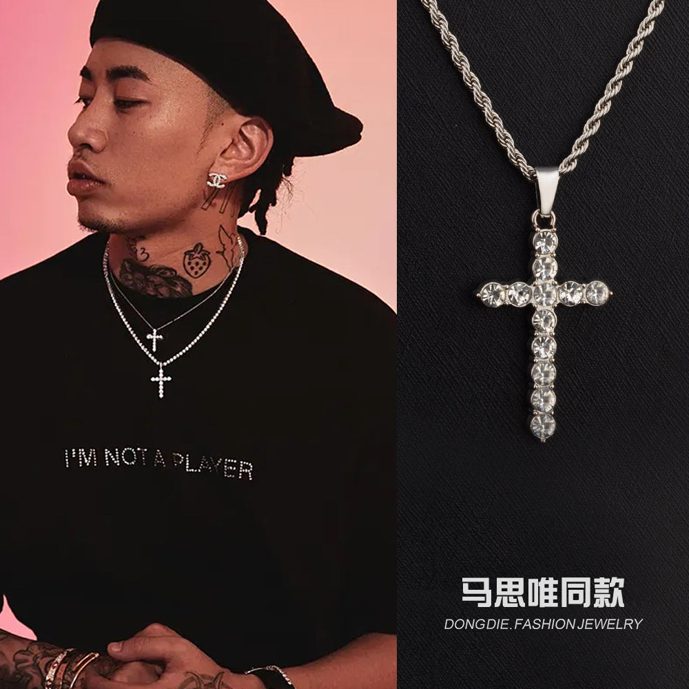Crystal Cross Necklace - Trendy Titanium Steel Design