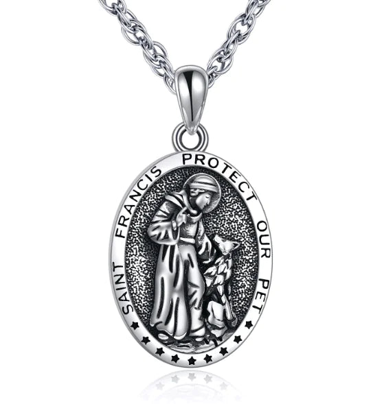 Sterling Silver St Francis Religious Pendant