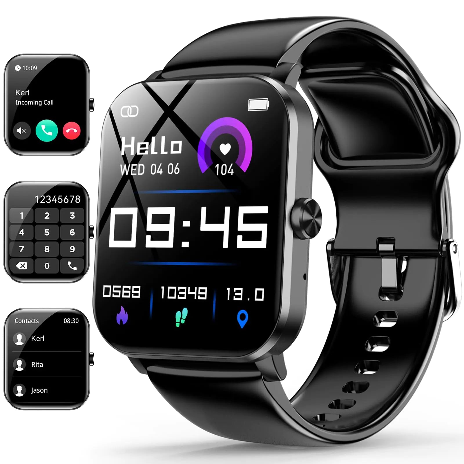 Smart Watch 1.85" Smartwatch for Men Women (Answer/Make Call) IP68 Waterproof Fitness Tracker 120+ Sport Modes Heart Rate Sleep Monitor Pedometer Activity Tracker for Android iOS (Black1)