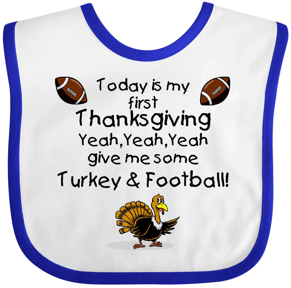 inktastic First Thanksgiving Baby Bib White and Royal A40