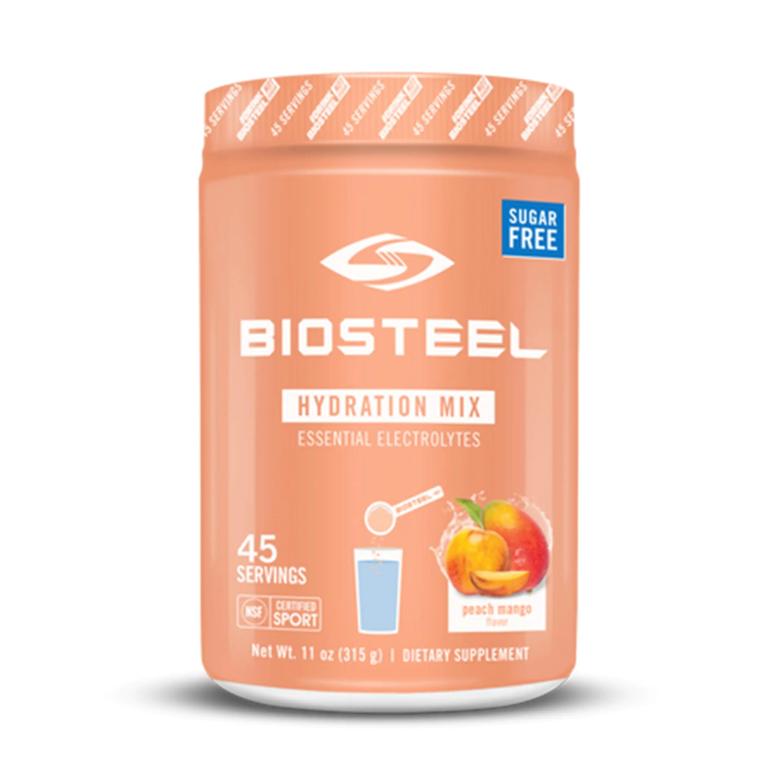 BioSteel Zero Sugar Hydration Mix Great Tasting Hydration with 5 Essential Electrolytes Peach Mango 45 Servings per Tub