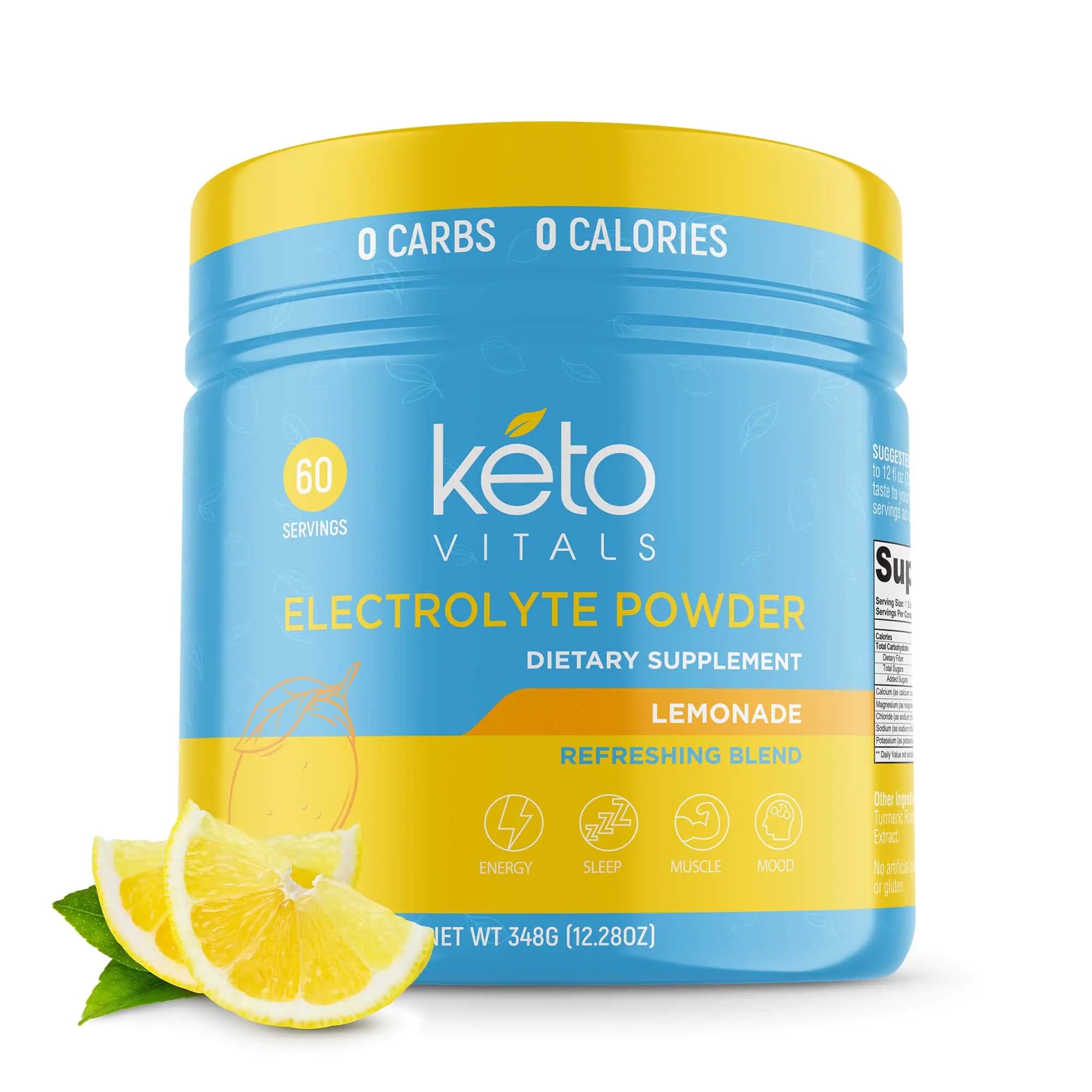 Keto Vitals Electrolytes Powder | Keto-Friendly Electrolytes with Potassium Magnesium Sodium Calcium | Keto Electrolytes Supplement Energy Drink Mix | Sugar-Free Zero Calories Zero Carbs