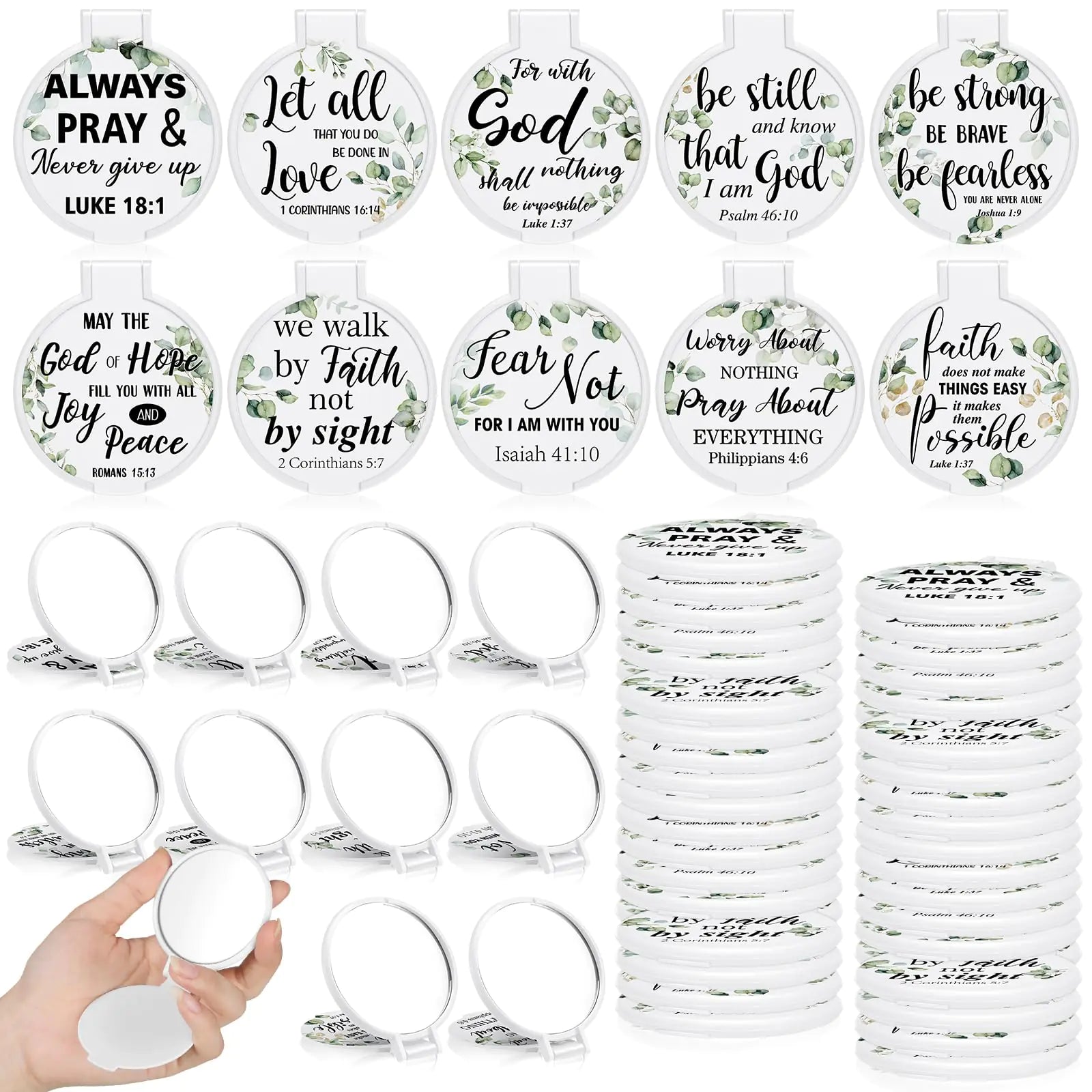80 Pcs Inspirational Compact Mirrors for Women (Christian Style)