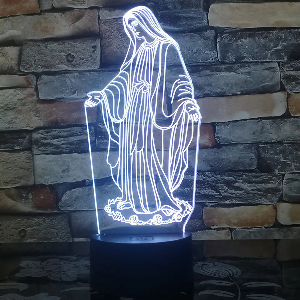 Colorful 3D Night Light - Jesus and Virgin Mary