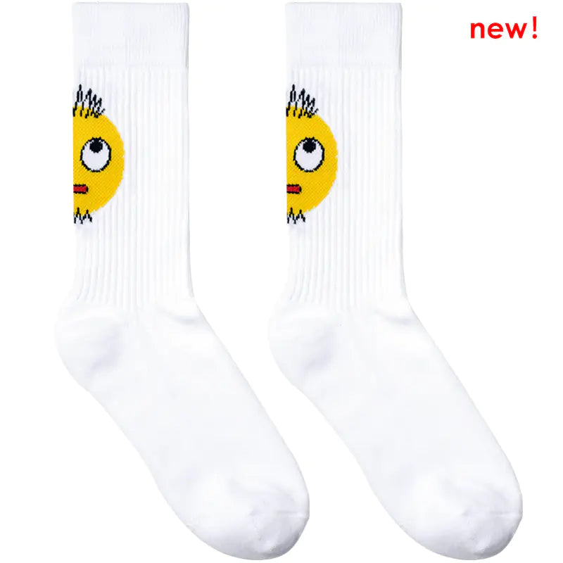 Original Design White Mustache Emoji Sports Socks