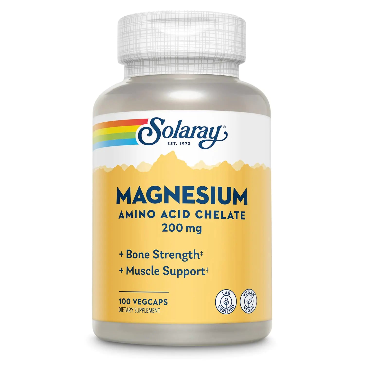 Solaray Magnesium Amino Acid Chelate Healthy Bone Strength Muscle Nerve & Cardiovascular Support 100 VegCaps