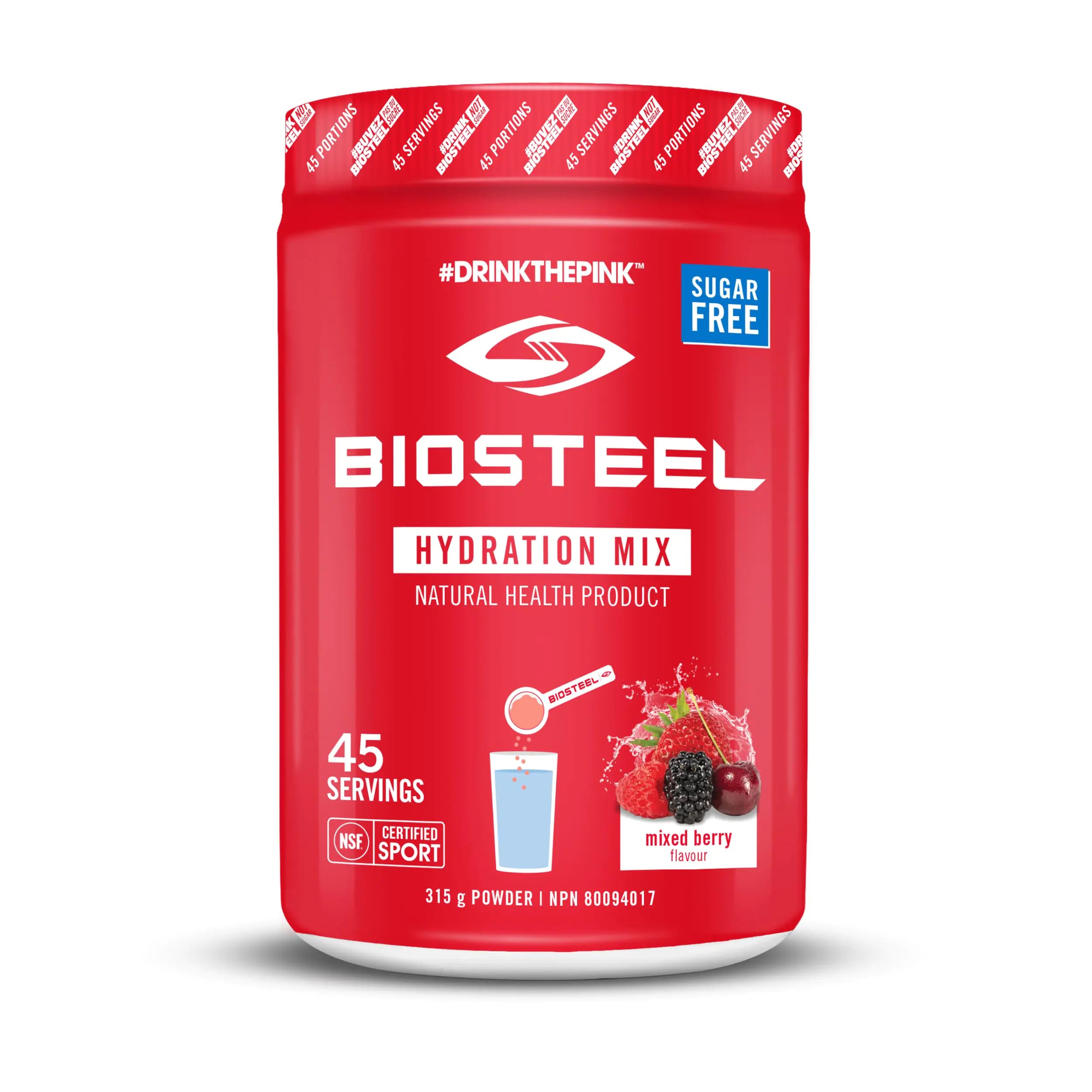 BioSteel Hydration Mix Great Tasting Hydration with Zero Sugar and No Artificial Flavours or Preservatives Mixed Berry Flavour 45 Servings per Tub
