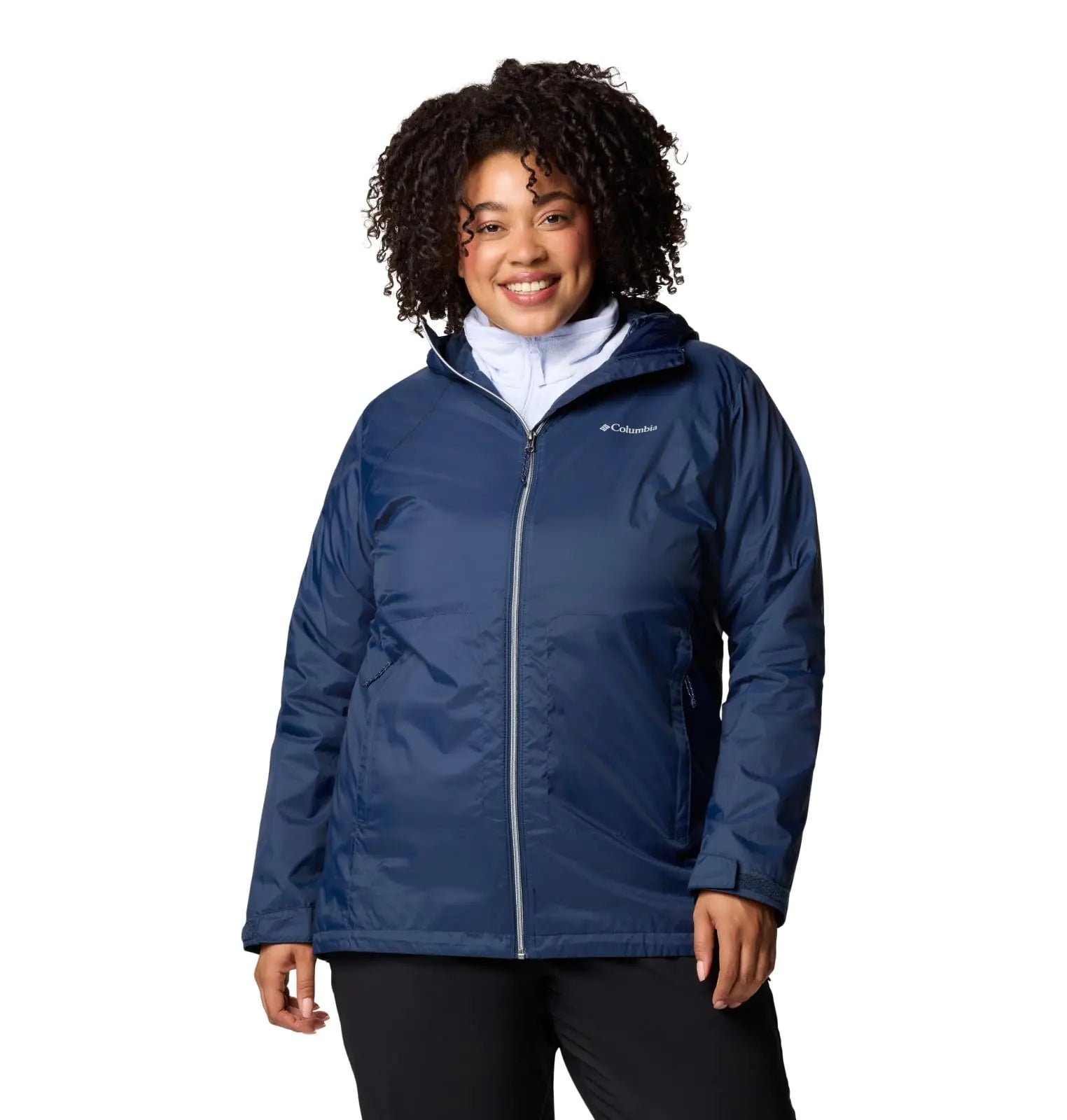 Columbia Womens Switchback II Lined Long Rain Jacket Collegiate Navy 1X