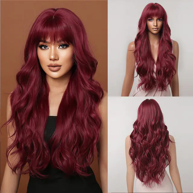 Women's Long Wavy Brown Blonde Highlight Wig