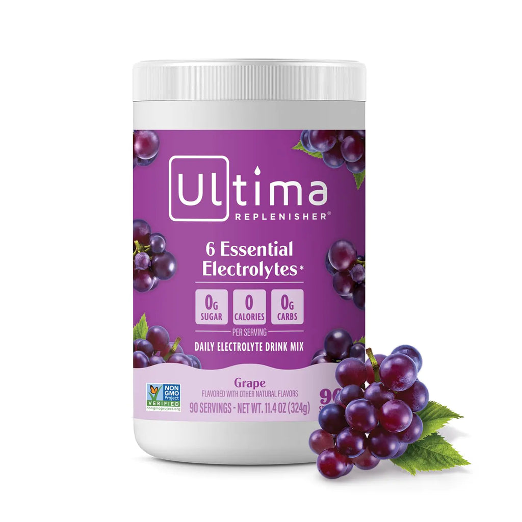 Ultima Replenisher Daily Electrolyte Powder Drink Mix – Grape 90 Servings – Hydration Powder with 6 Key Electrolytes and Trace Minerals – Keto Friendly Vegan Non-GMO and Sugar-Free