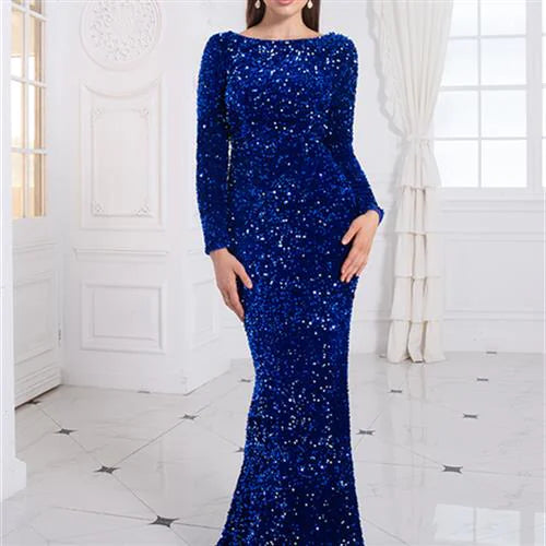 Modest Sequin Evening Gown