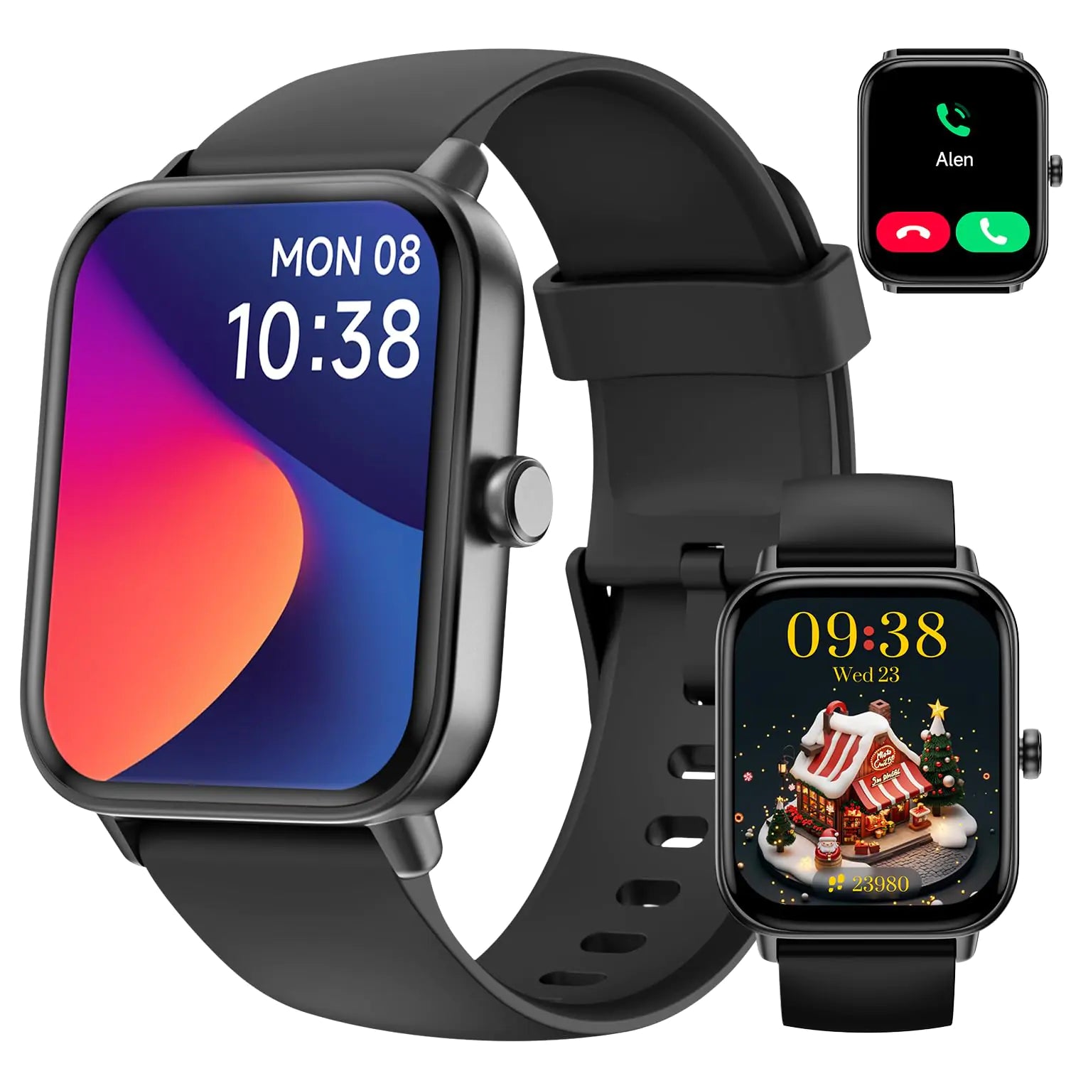 Smart Watch for Men Women 1.8" Fitness Tracker Android iPhone Compatible Alexa Built-in with Heart Rate SpO2 Sleep Monitor IP68 Waterproof Answer/Make Calls 120+ Sports Mode