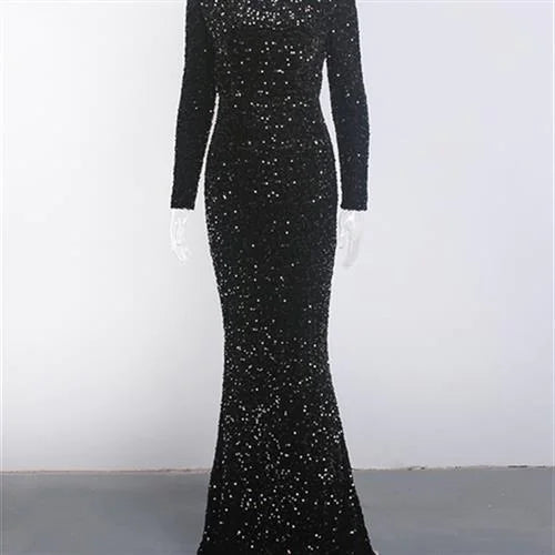 Modest Sequin Evening Gown