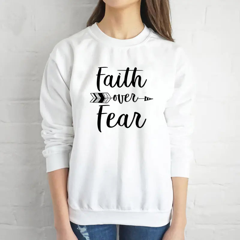"Faith Over Fear Loose Cotton Graphic T-Shirt"