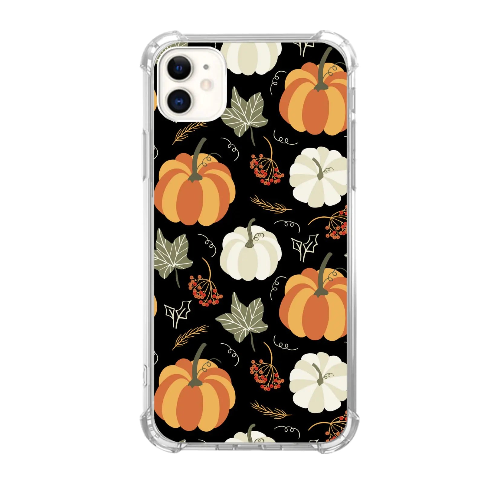 Fisgerod Autumn Fall Leaves Pumpkin Case for iPhone 12/iPhone 12 Pro Halloween Thanksgiving Phone Cover for Girl Men and Women Unique Trendy TPU Bumper Phone Case for iPhone 12/iPhone 12 Pro