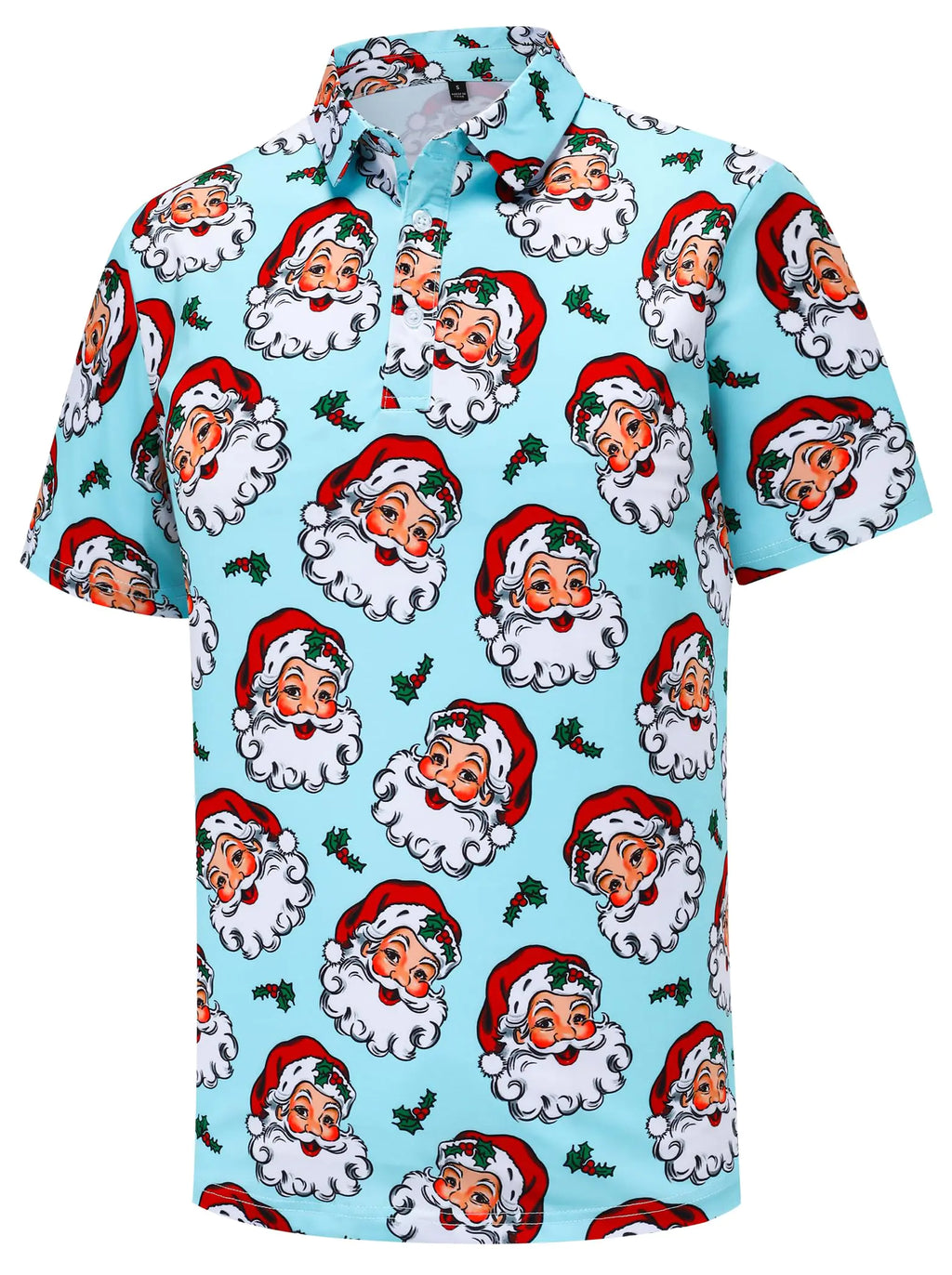 Mens Christmas Golf Polo Shirts Short Sleeve Funny Golf Shirts Santa Claus Shirts Ugly Christmas Shirts for Men