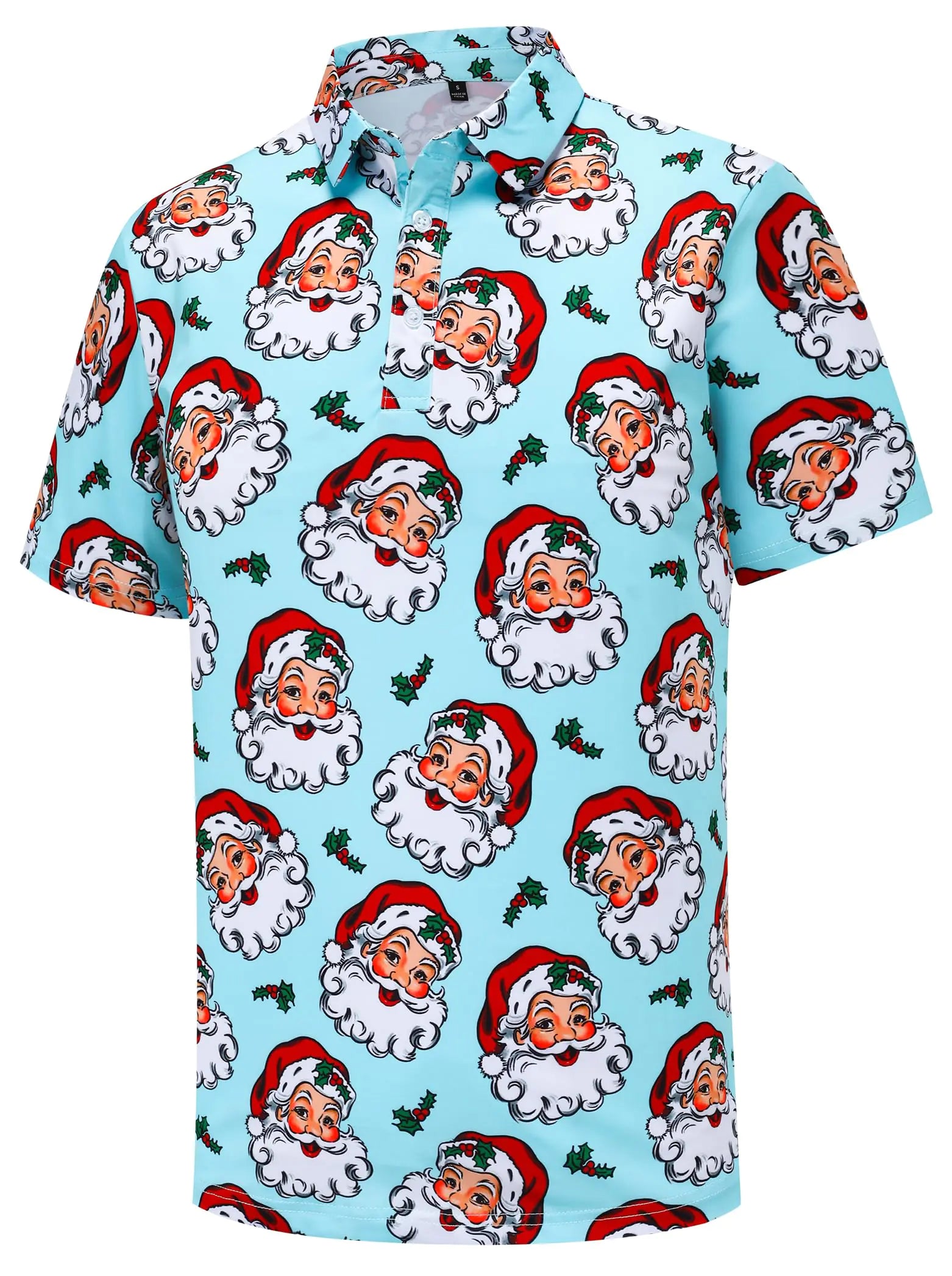 Mens Christmas Golf Polo Shirts Short Sleeve Funny Golf Shirts Santa Claus Shirts Ugly Christmas Shirts for Men