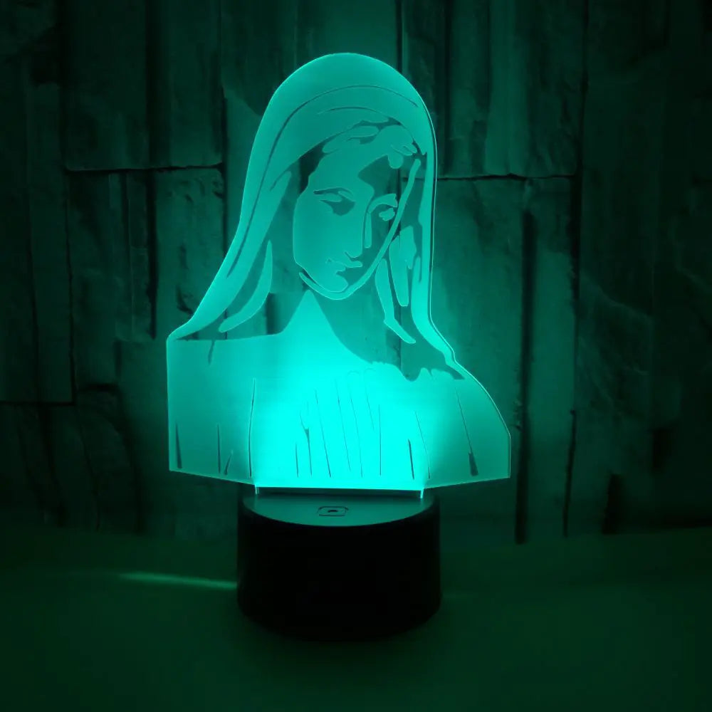 Colorful 3D Night Light - Jesus and Virgin Mary