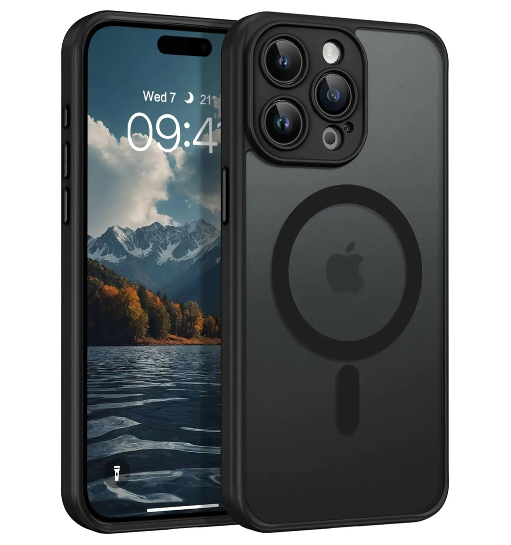 GUAGUA for iPhone 15 Pro Max Case Magnetic Phone Case for iPhone 15 Pro Max [Camera Protection] Compatible with MagSafe Shockproof iPhone 15 Pro Max Case 6.7 for Men Women Gift Translucent Black