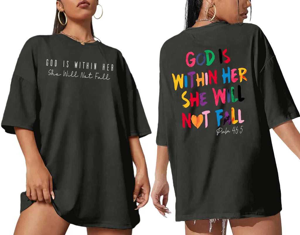 Ithalt Oversized Christian T Shirts for Women Faith Jesus God Shirt Christian Religious Sayings Tshirts Casual Tees Tops(Grey Large)