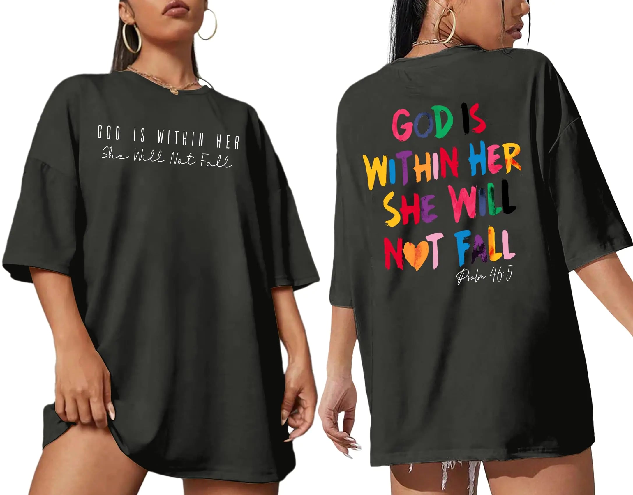 Ithalt Oversized Christian T Shirts for Women Faith Jesus God Shirt Christian Religious Sayings Tshirts Casual Tees Tops(Grey Large)