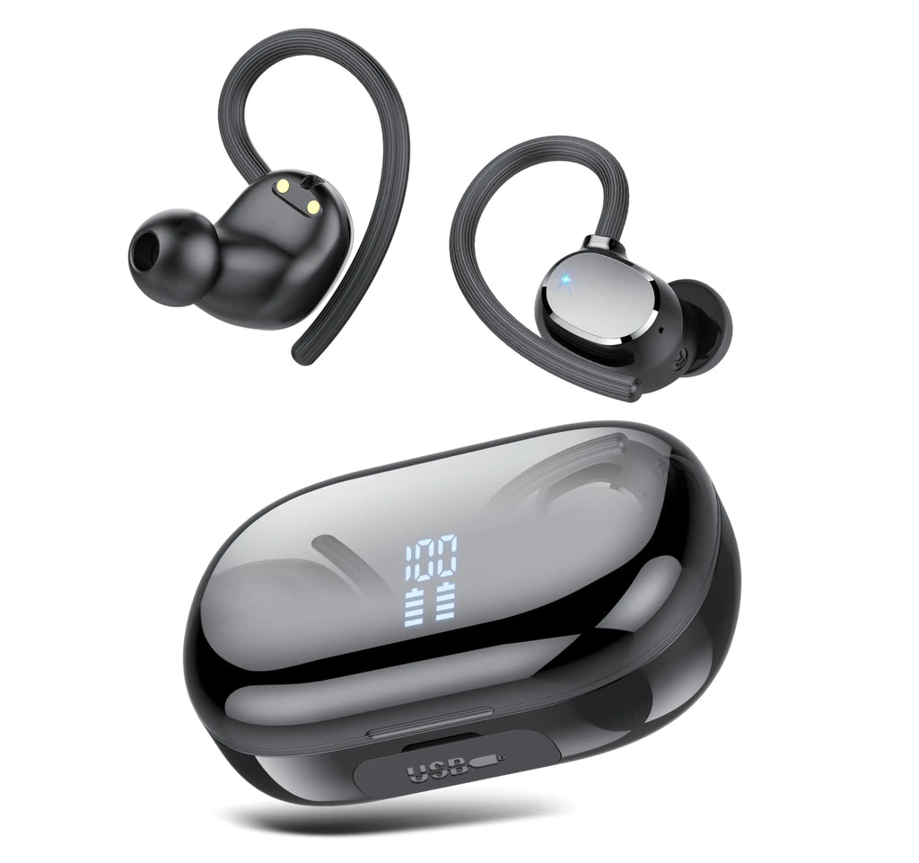 Wireless Earbuds 128Hrs Bluetooth 5.3 Headphones Sport Bluetooth Earbuds with ENC Noise Canceling Mic Bass Stereo Wireless Earphones IP7 Waterproof Over Ear Buds with Earhooks for Fitness/Running