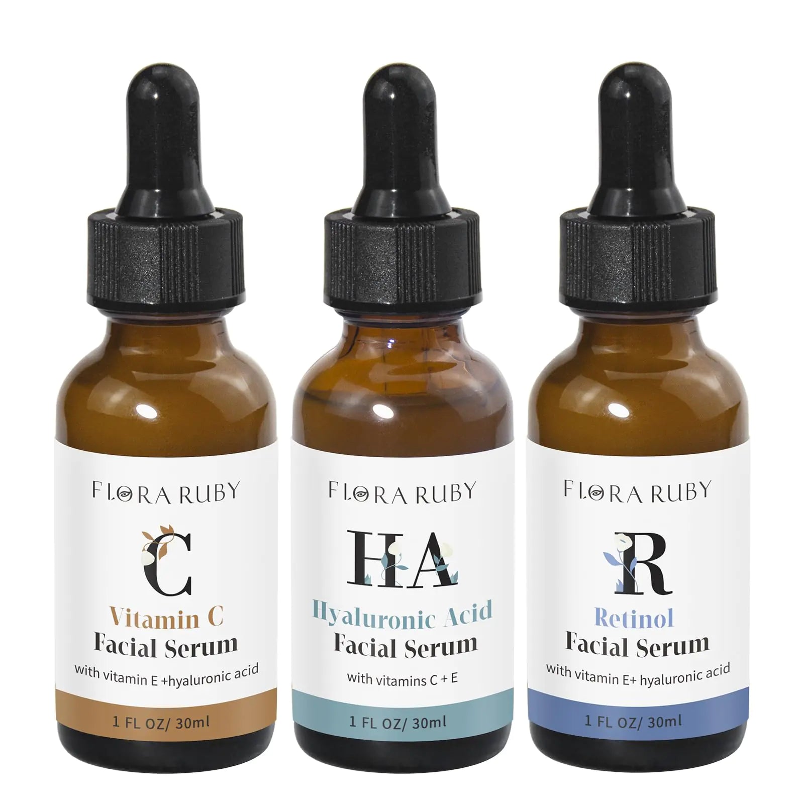 Vitamin C Serum Retinol Serum & Hyaluronic Acid Serum for Face Skin Care Set Facial Serum Power Face Serums for Sensitive Skin Fine Lines& Wrinkles - 3 count of 1 Fl Oz