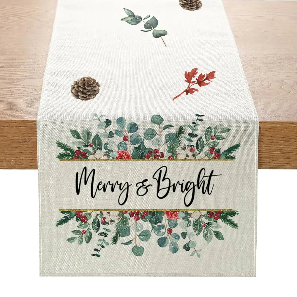 Christmas Table Runner Linen Red and Black Buffalo Plaid Tree Reindeer Snowflake Table Runner Winter Xmas Home Kitchen Dining Table Decor for Home Party Decor 13x72 Inch