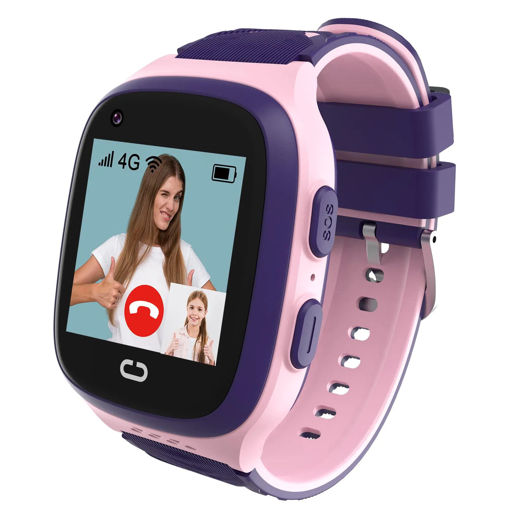 4G Kids Smart Watches Girls with GPS Tracker & Video Calling Kids Cell Phone Watch for Girls Age 5-12 One-Key SOS Call Voice Chat Camera Alarm Clock Touch Screen Smart GPS Tracker for Kids Gift(Pink)