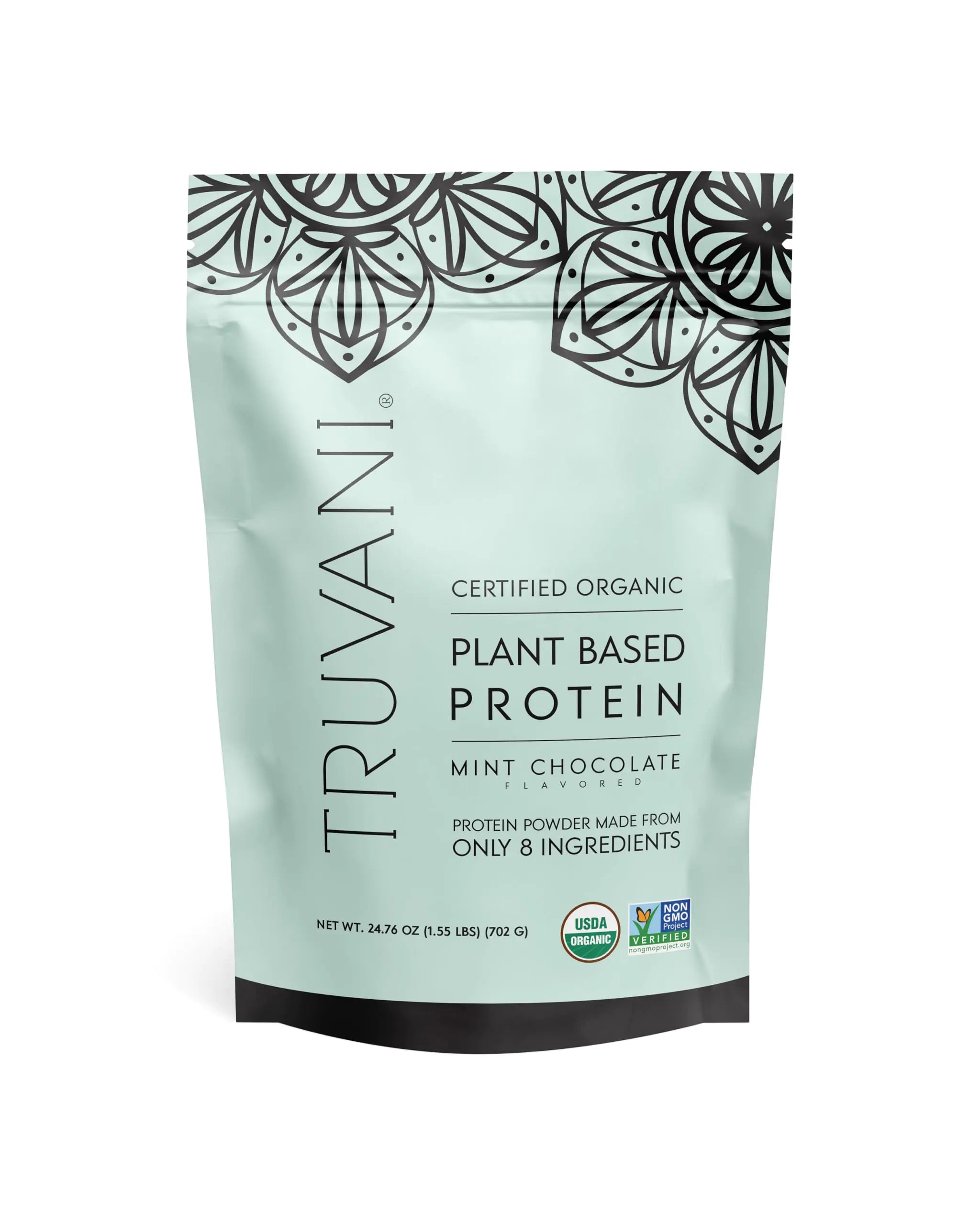 Truvani Vegan Pea Protein Powder | Mint Chocolate | 20g Organic Plant Based Protein | 20 Servings | Keto | Gluten & Dairy Free | Low Carb | No Added Sugar