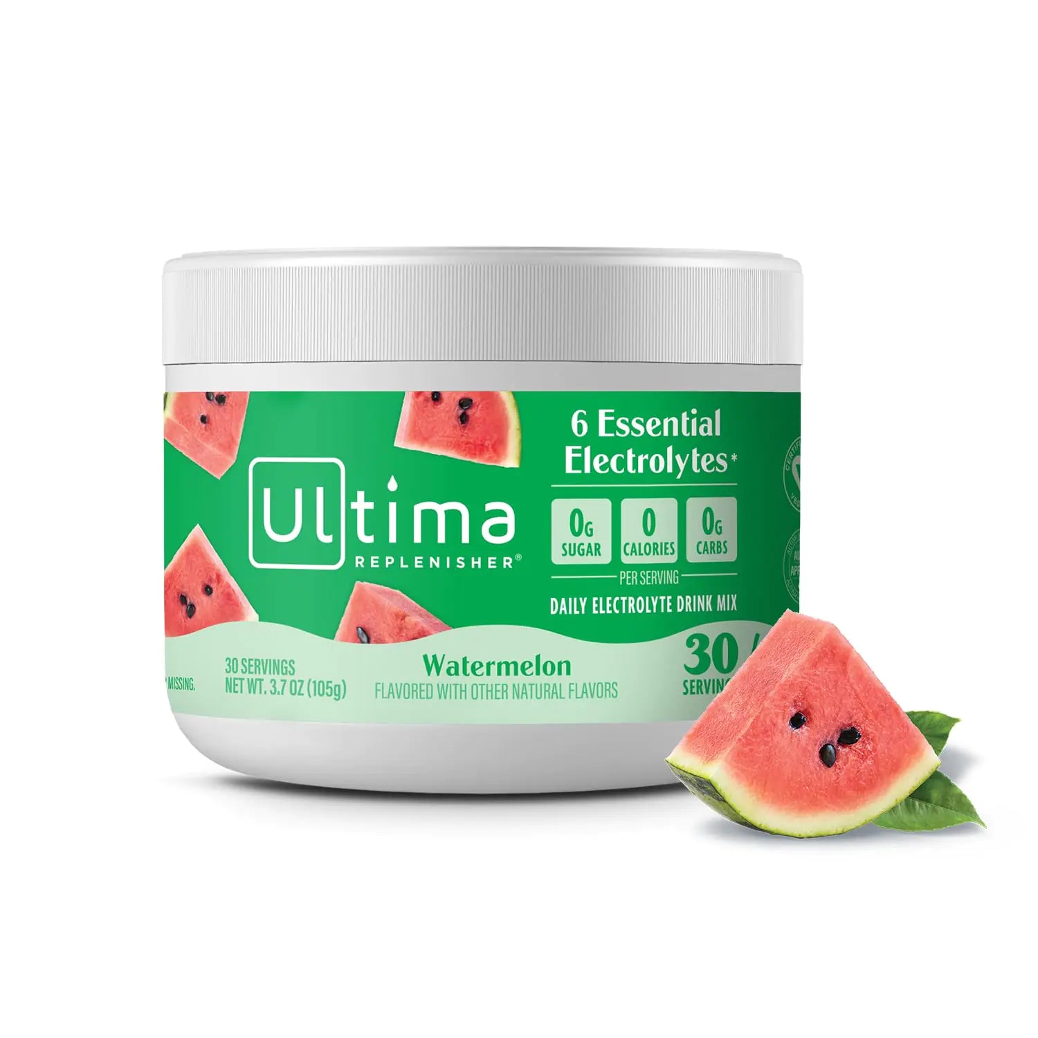 Ultima Replenisher Daily Electrolyte Powder Drink Mix – Watermelon 30 Servings – Hydration Powder with 6 Key Electrolytes and Trace Minerals – Keto Friendly Vegan Non-GMO and Sugar-Free