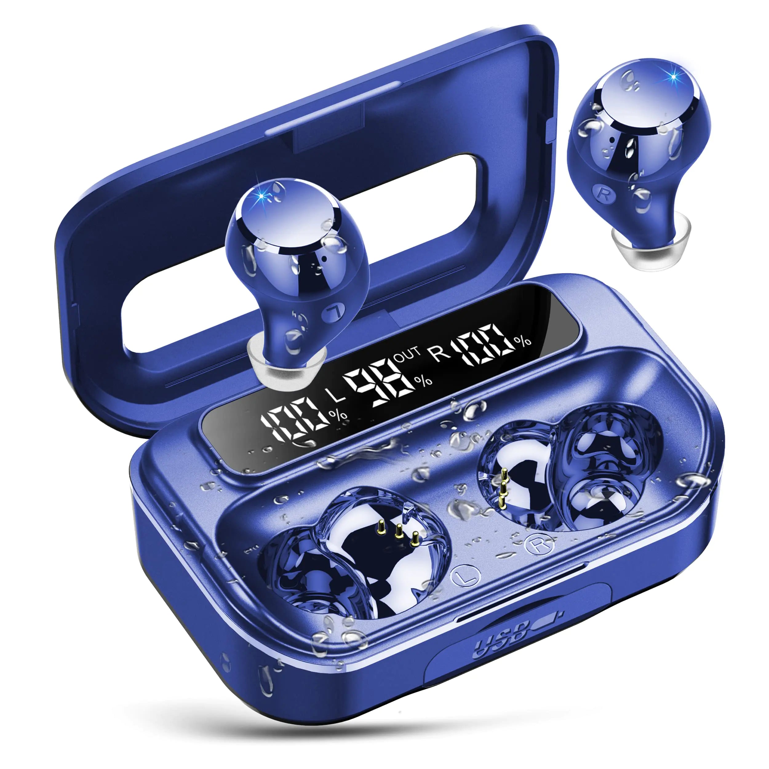 Ear buds Wireless Bluetooth Earbuds Bluetooth 5.3 Headphones with LED Power Display 128H Playtime in-Ear 2024 Earphones IPX7 Waterproof Sport Wireless Earbuds with Noise Cancelling Mic for iOS/Android