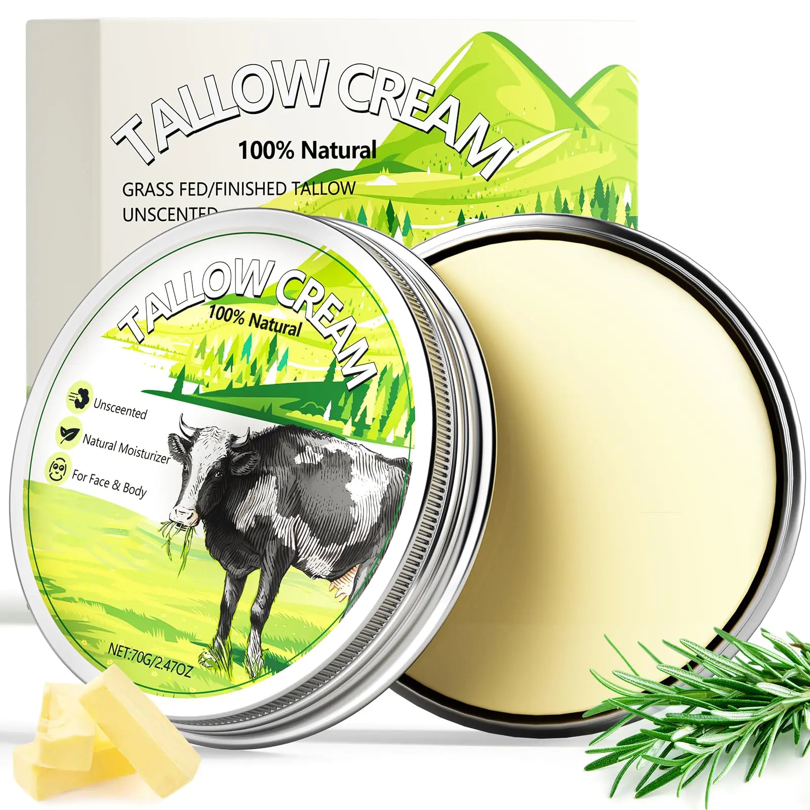 Off Paper Beef Tallow Beef Tallow for Skin Beef Tallow Skincare Cream 100% Grass Fed Beef Tallow for Skin Care Natural Handmade Lotion Whipped Beef Tallow Cream Moisturizer Body Lotion Skin Care