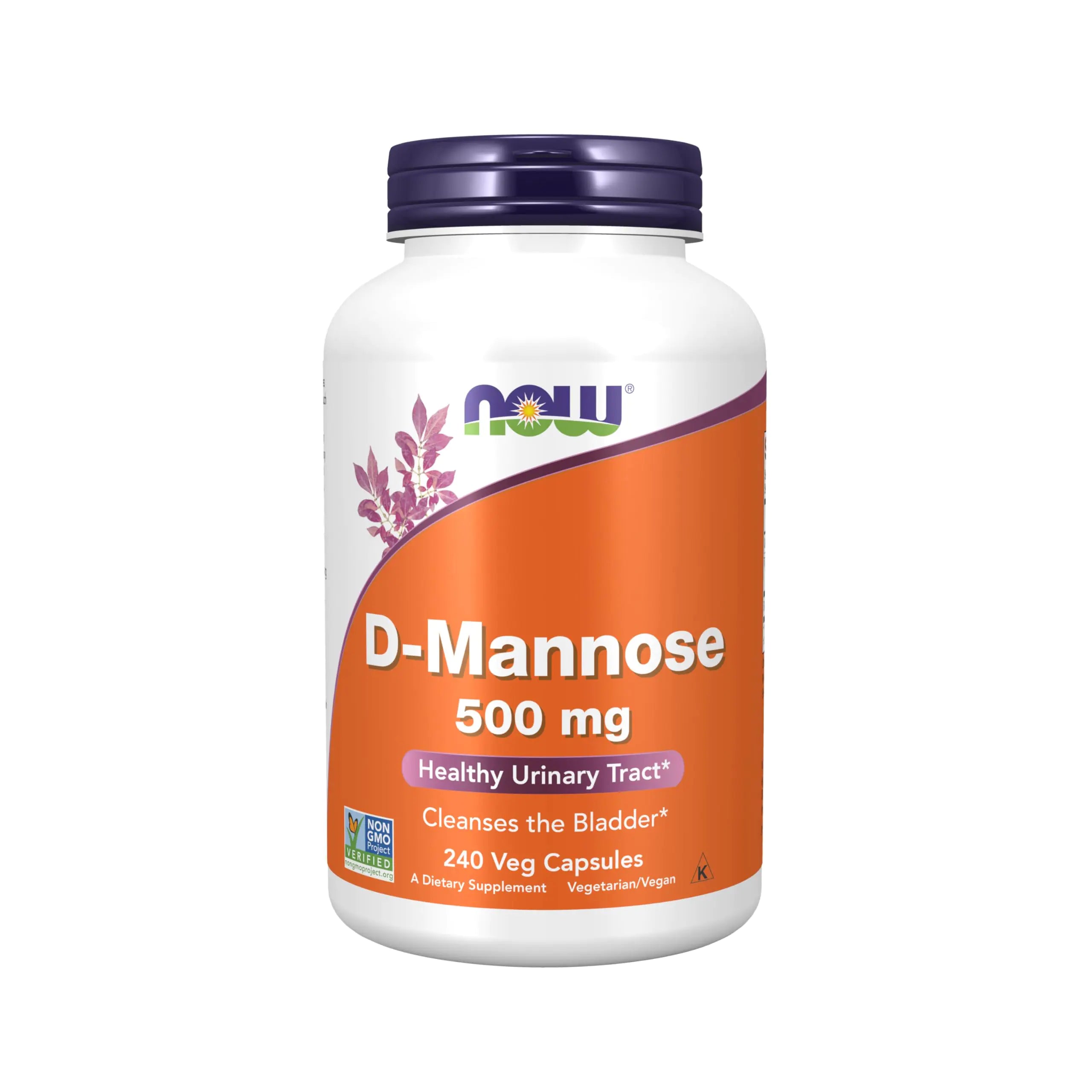 NOW Foods Supplements D-Mannose 500 mg Non-GMO Project Verified Healthy Urinary Tract* 240 Veg Capsules