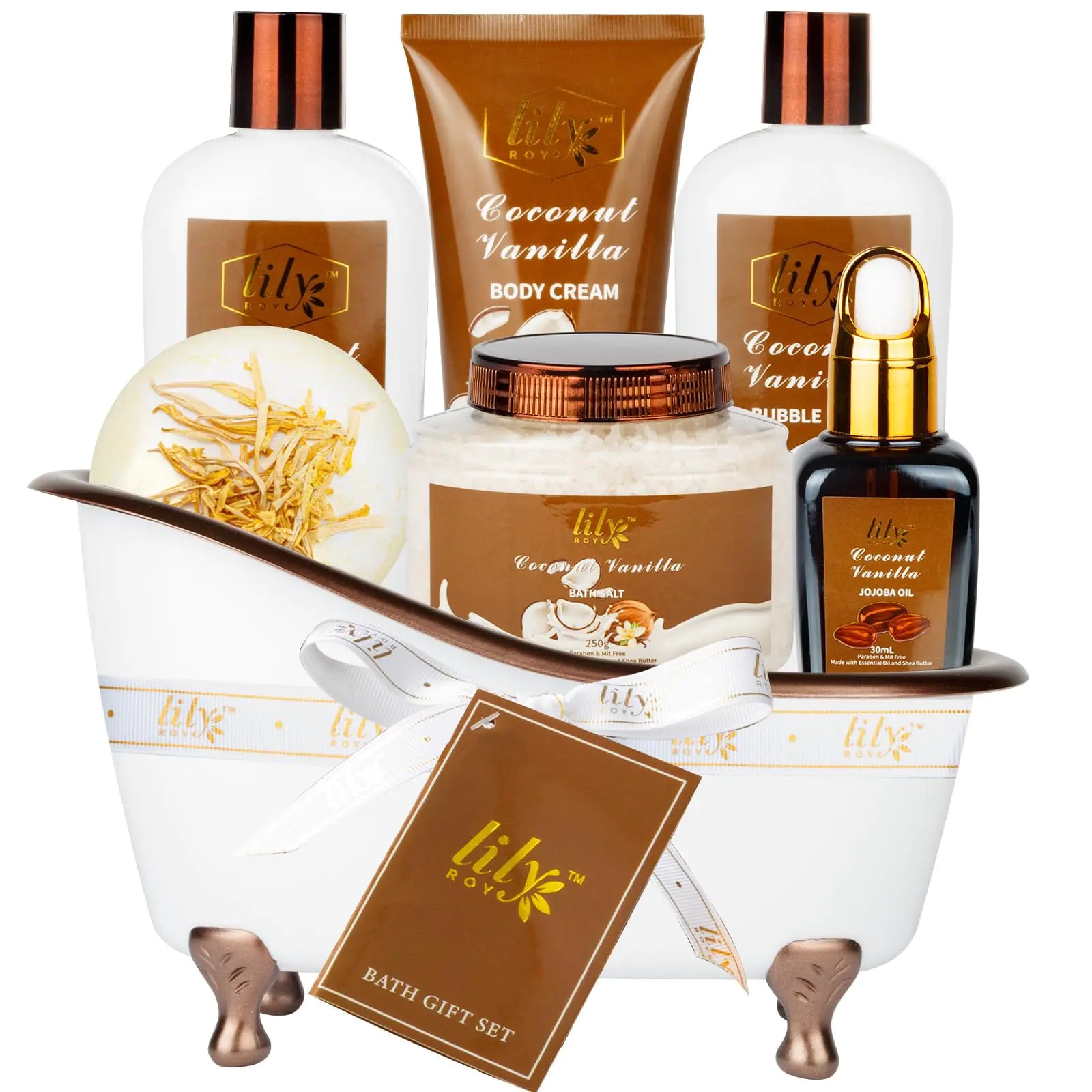 Spa Gift Tub Set Bath and Body Gift Sets for Women Valentines Day Gifts Coconut Vanilla Mom Birthday Gifts Christmas Gift Spa Bath Gifts for Men Spa Kit Perfume Self Skin Care for Fathers Mothers Day