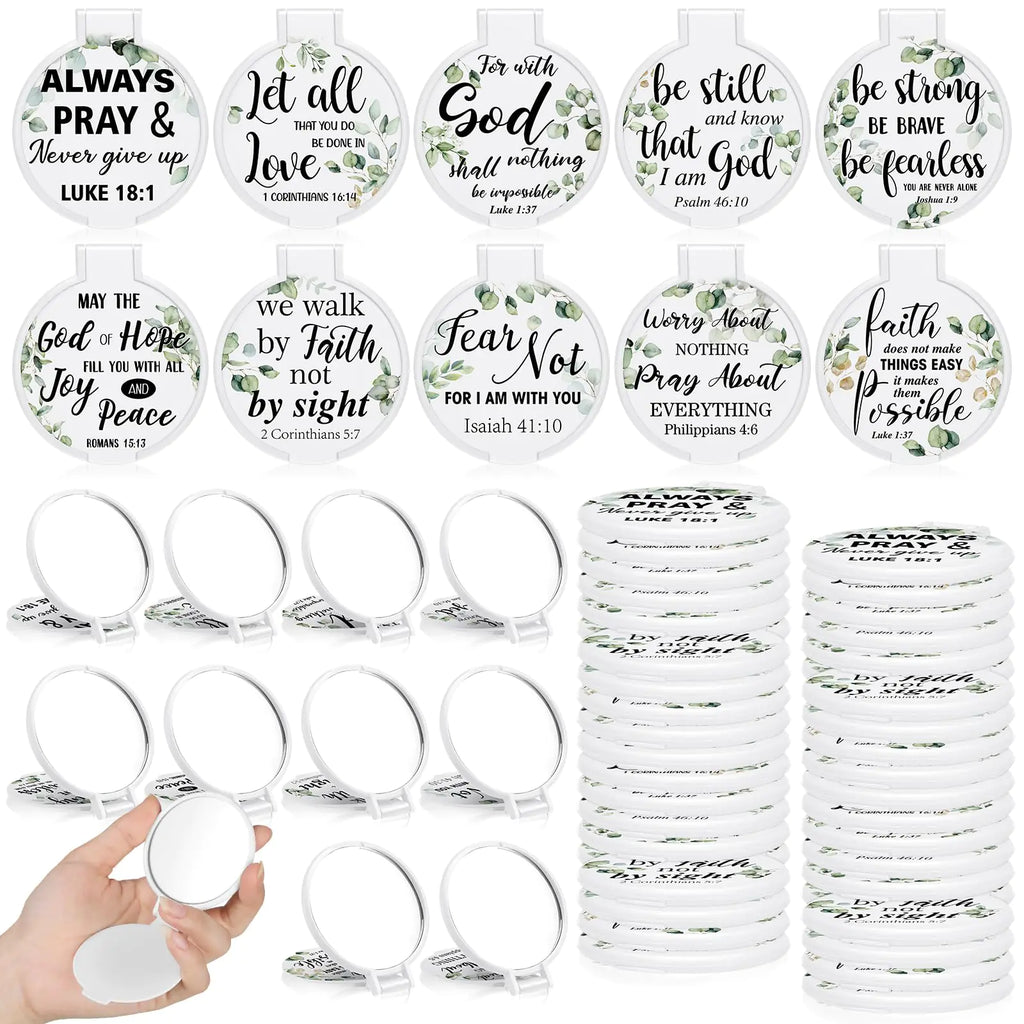 80 Pcs Inspirational Compact Mirrors for Women (Christian Style)