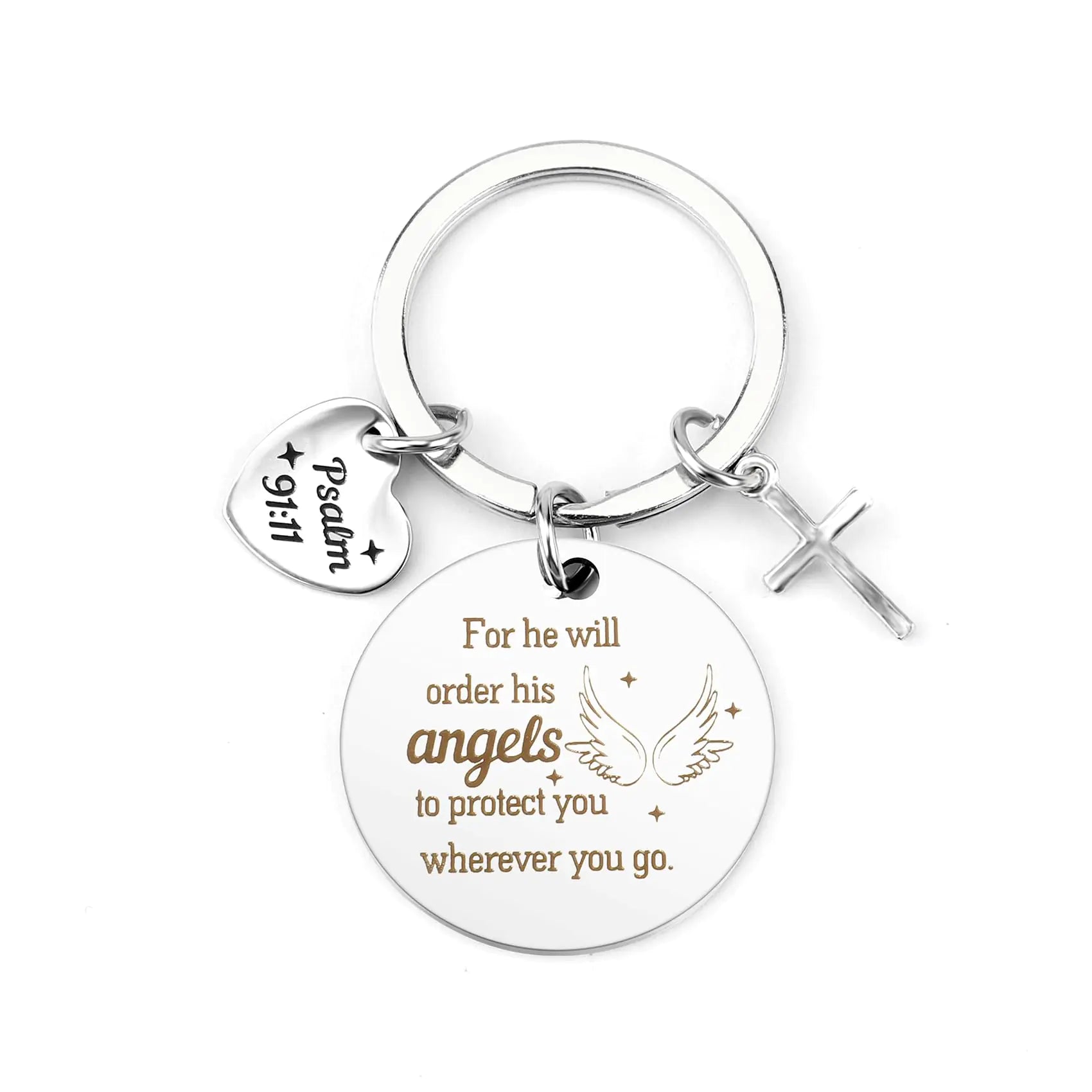 Christian Stocking Stuffer Christian Keychain (Bible Verse Psalm 91:11)