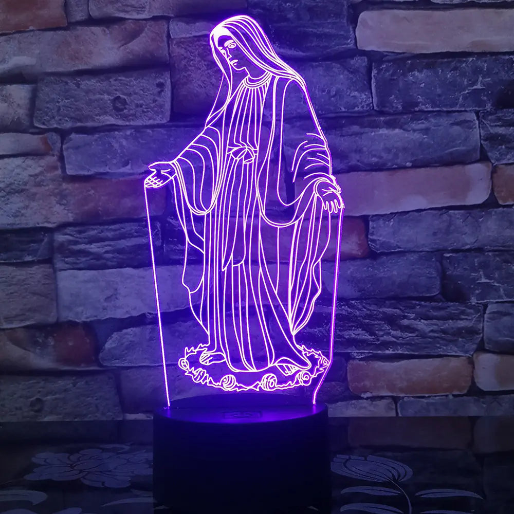 Colorful 3D Night Light - Jesus and Virgin Mary