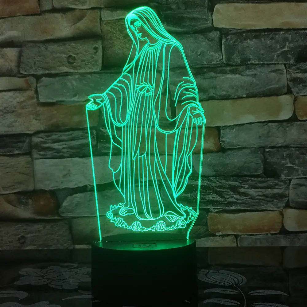 Colorful 3D Night Light - Jesus and Virgin Mary