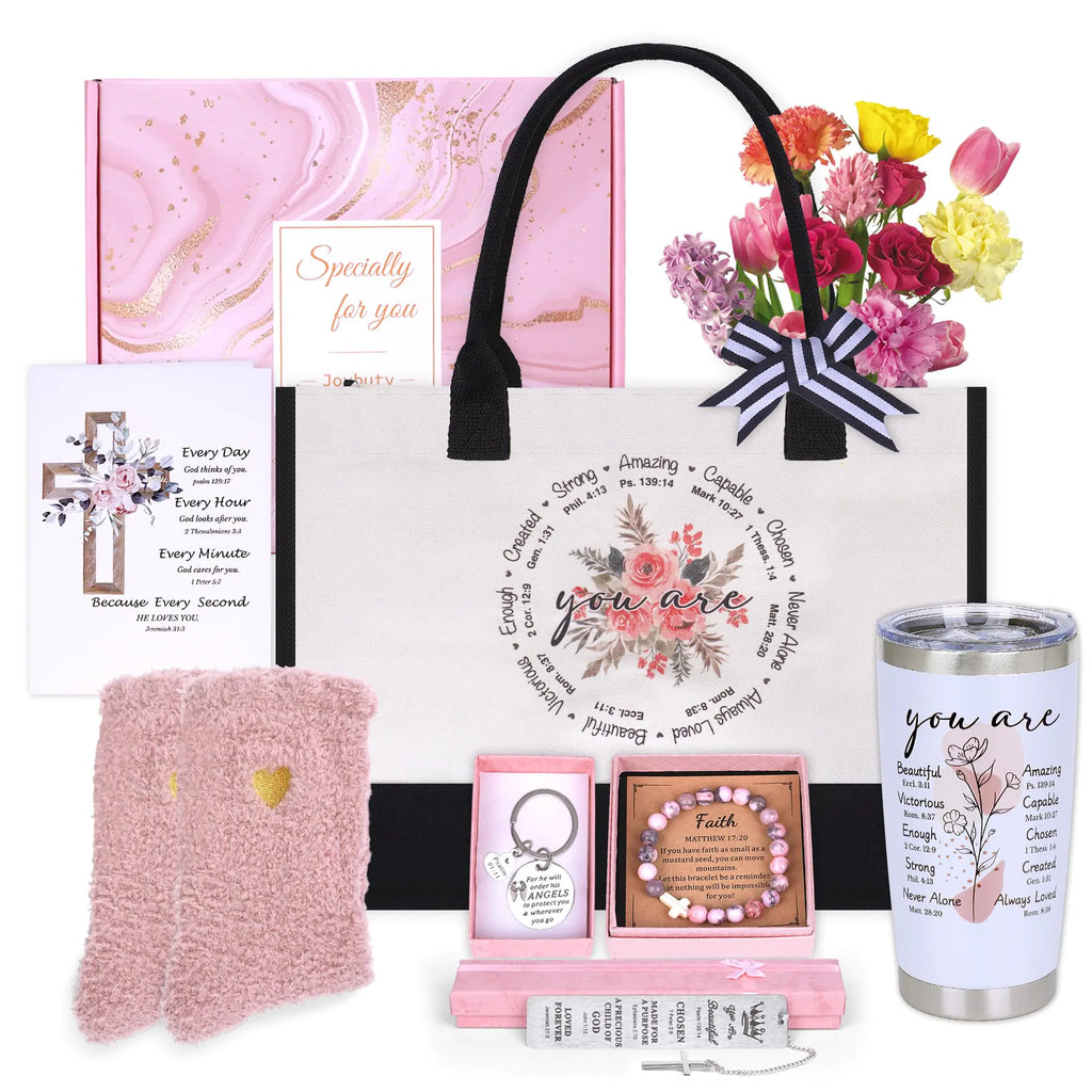 Christian Gift Set for Women of Faith (Includes Canvas Tote Bag, Insulated Tumbler and many more)