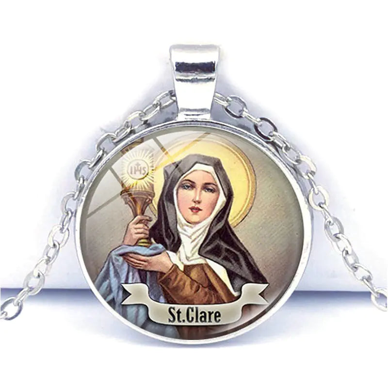 Saint Joseph Gemstone Necklace - Silver Pendant Accessory