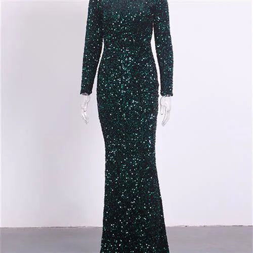 Modest Sequin Evening Gown
