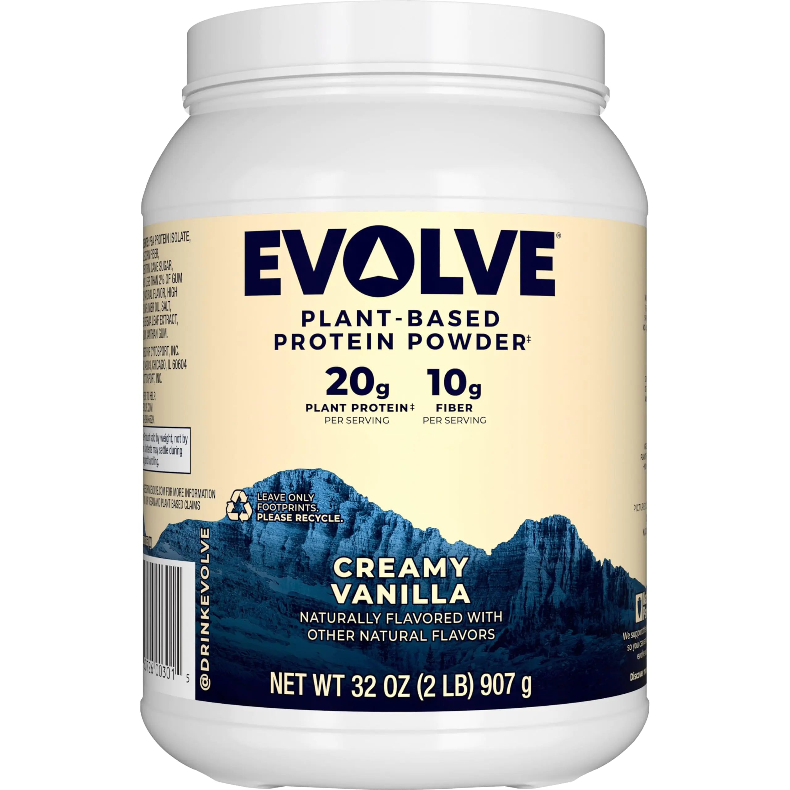 Evolve Plant Based Protein Powder Vanilla Bean 20g Vegan Protein Dairy Free No Artificial Flavors Non-GMO 10g Fiber Amazon Exclusive 2 Pound (Packaging May Vary)