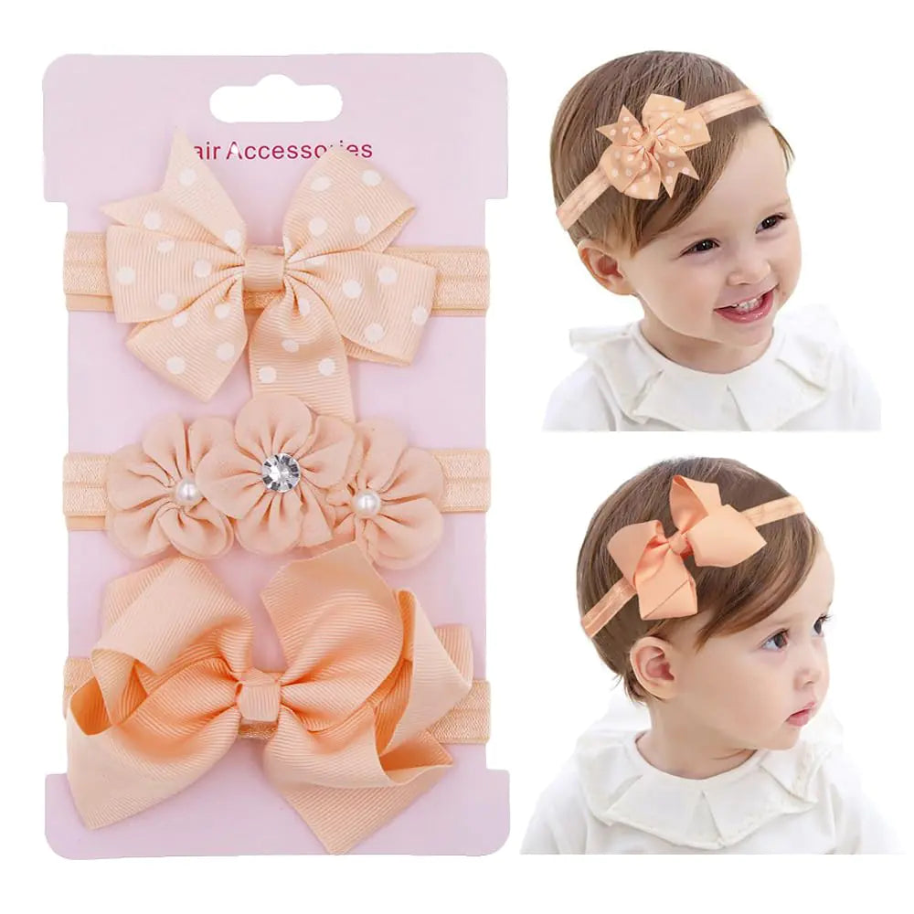 Yheahin 3pcs Baby Bows Headband Cute bow Hairband for Newborn Infant Toddler Soft Elastic Hair Bow Accessories for Baby Birthday Party (Orange Standard size)