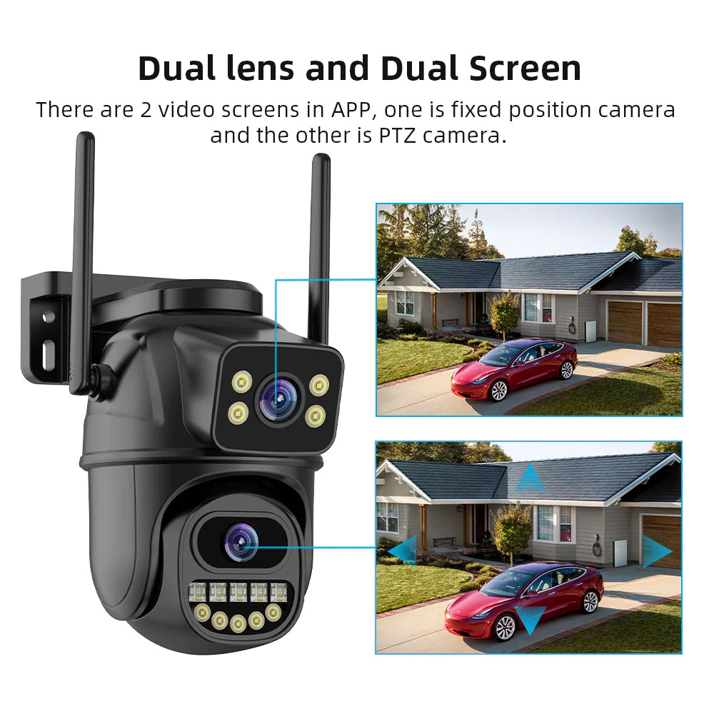 Binocular Wireless Surveillance Camera - 360° Night Vision, Dual Lens, Outdoor Smart Security