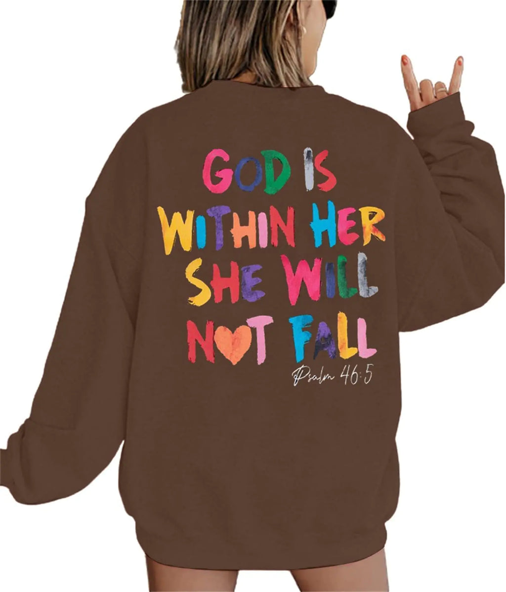 Christian Sweatshirt for Women Bible Verse Shirts Faith Pullover Inspirational Long Sleeve Shirts Casual Tops Brown