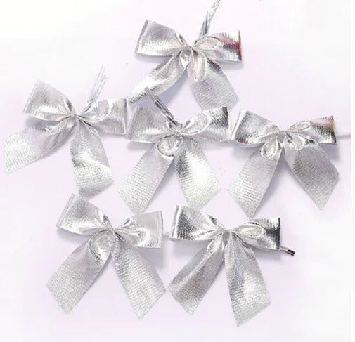 Christmas Tree Bows with Ribbon Decoration (12 Pcs)