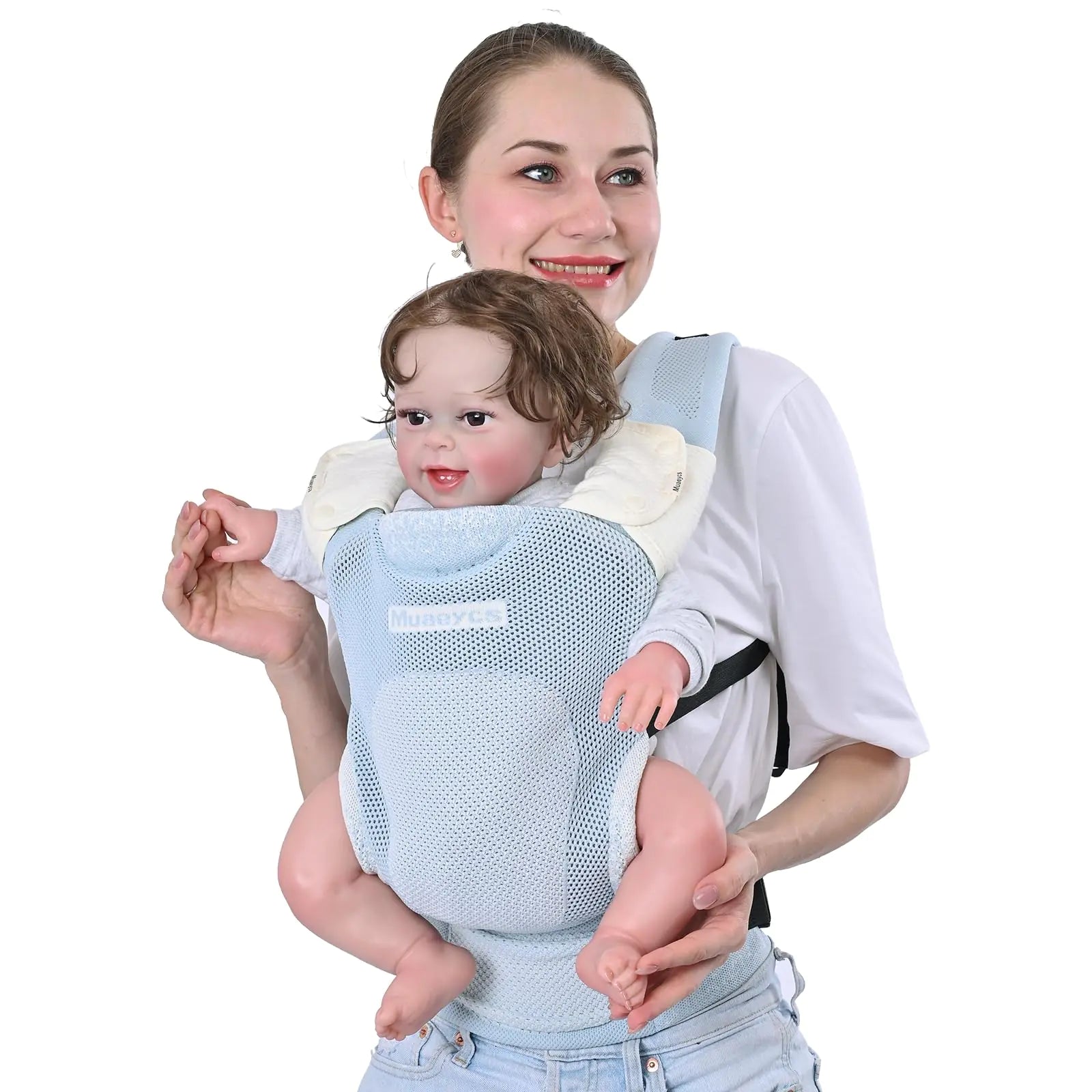 Muaeycs Baby Carrier Newborn to Toddler Lightweight Baby Wrap Carrier Carrier for 7-33 lbs Easy Adjustable Soft Breathable Baby Carrier Blue