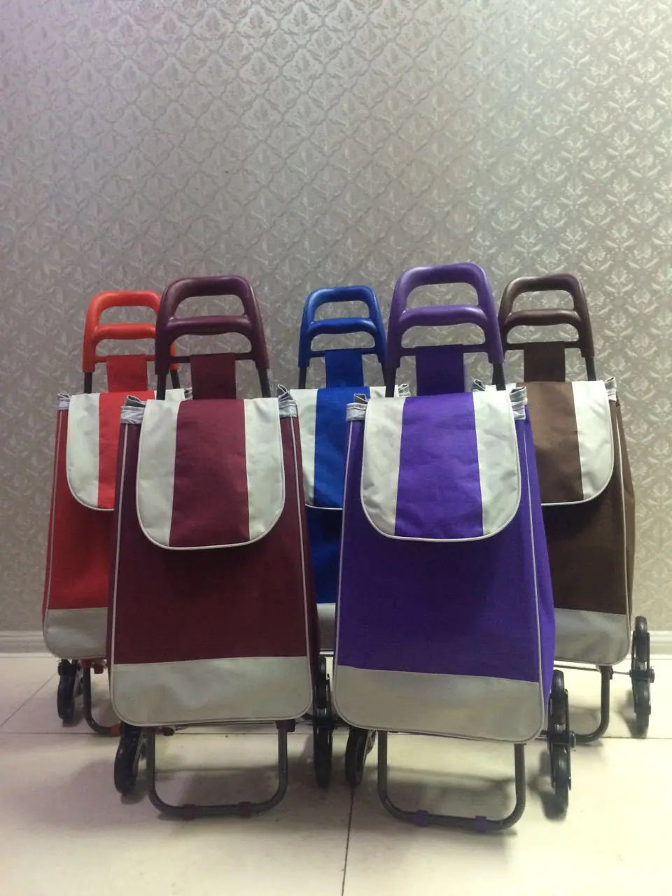 Folding Two-Wheel Shopping Cart with Seat for Seniors